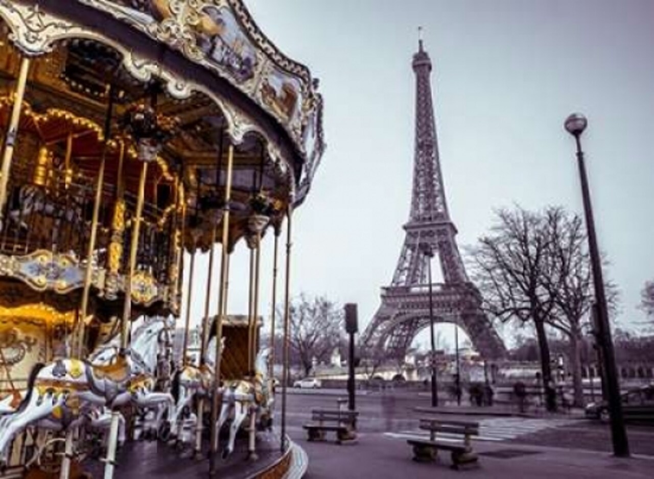 Carousel with the Eiffel tower in the background Poster Print by Assaf Frank - Item # VARPDXAF20120313097C08